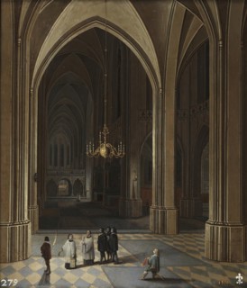 Church interior: the viaticum, 1646. Creators: Lodewyck Neeffs, Frans Francken III.