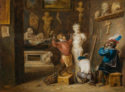 The Monkey Sculptor, c1660. Creator: David Teniers II.