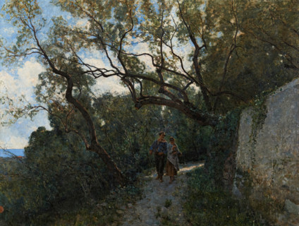 Landscape near Genoa, or In the Forest, c1885. Creator: Serafin Avendano.