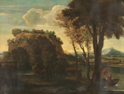 Landscape with River and Boats, 17th century. Creator: Giovanni Francesco Grimaldi.
