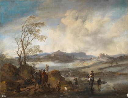Hawking Party by a River, between 1655 and 1658. Creator: Philip Wouverman.