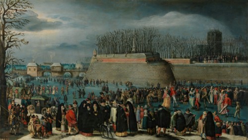 Skating Masquerade, or Carnival on Ice at the Kipdorppoort Moats in Antwerp, c1620. Creator: Denys van Alsloot.
