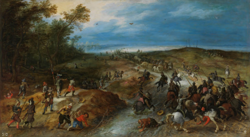 Surprise Attack on a Convoy, 1620. Creators: Jan Brueghel the Younger, Sebastian Vrancx.