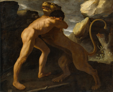 Hercules Fighting the Nemean Lion, 1634. Creator: Francisco de Zurbaran.