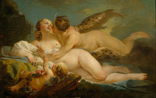 Jupiter disguised as Diana and Callisto, between 1745 and 1749. Creator: Jean Baptiste Marie Pierre.