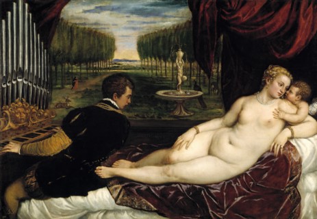 Venus with an Organist and Cupid, c1555. Creator: Titian.