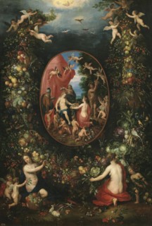 Cibeles and the seasons within a festoon of fruit, before 1615. Creators: Hendrick van Balen I, Jan Brueghel the Younger.