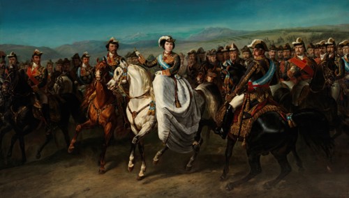 Isabella II and her General Staff on horseback, c1862. Creator: Louis Etinne Charles Porion.