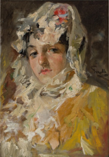 Head of a Woman with a White Mantilla, c1882. Creator: Joaquin Sorolla y Bastida.