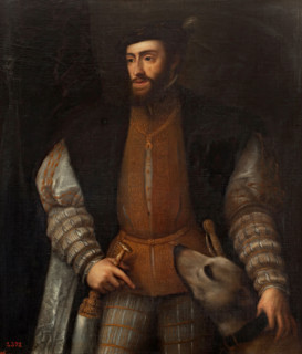 The Emperor Charles V with a Dog, between 1551 and 1600. Creator: Titian.