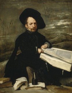 Buffoon with books, formerly known as portrait of "el Primo", c1640. Creator: Diego Velasquez.