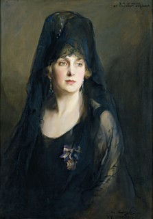 Victoria Eugenie of Battenberg, wearing a mantilla, 1927. Creator: Philip A de Laszlo.