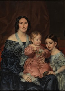 Antonia Cabo, with her sister and her son Mariano Barrio, c1839.  Creator: Rafael Tegeo Díaz.