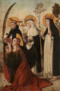 The Magdalene, Peter of Verona, Catherine of Siena and Margaret of Hungary, 1515.  Creator: Juan de Borgoña.
