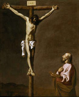 Saint Luke as a painter, before Christ on the Cross, between 1630 and 1639. Creator: Francisco de Zurbaran.