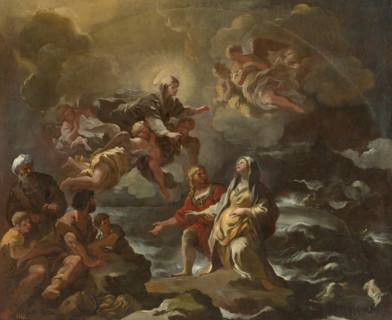 Saint Bridget saved from a shipwreck by the Virgin Mary, c1700. Creator: Luca Giordano.