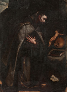 Saint Francis of Assisi kneeling in meditation, 1664. Creator: Mariana de la Cueva Benavides y Barradas.