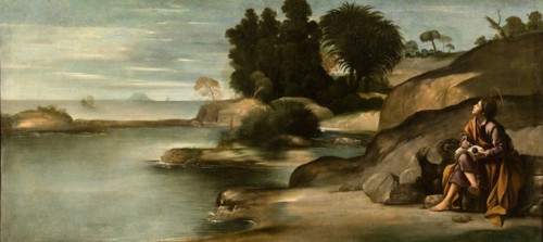 Saint John the Evangelist in Patmos, between 1612 and 1614. Creator: Juan Bautista Maino.