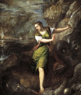 Saint Margaret and the Dragon, c1565. Creator: Titian.