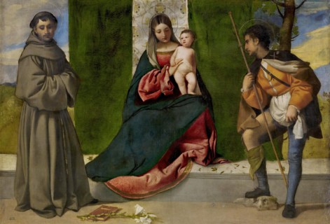The Virgin and Child between Saint Anthony of Padua and Saint Roch, c1508. Creator: Titian.