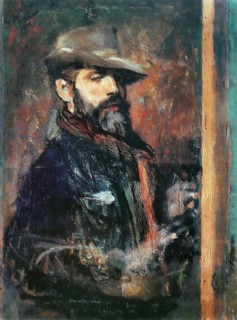 Self-Portrait Painting (Young Man with a Hat), 1895. Creator: Ignacio Pinazo Camarlench.