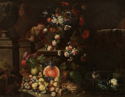 Garden with flowers and fruit, 17th century. Creator: Unknown.