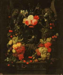 Garland of flowers and fruits with the Pietà, 1654-1703. Creator: Cornelis van Huynen.
