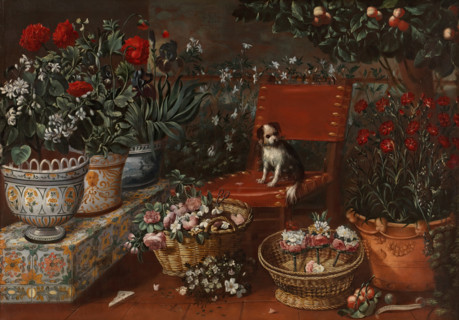 Garden corner with a puppy, 1660-1670.  Creator: Tomás Hiepes.