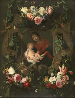 Flower garland around the Virgin and Child, early-mid 17th century.  Creators: Daniel Seghers, Cornelis Schut I.