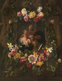 Sculpted cartouche with Virgin and Child..., early-mid 17th century.  Creators: Daniel Seghers, Cornelis Schut I.
