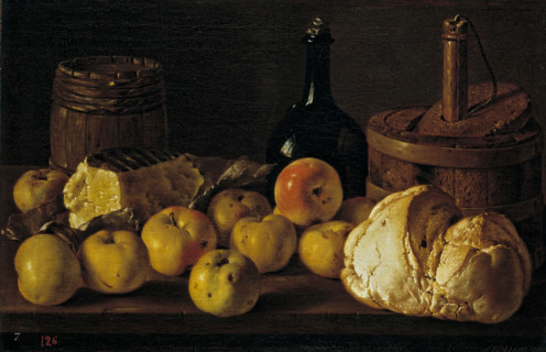 Still Life with Apples, Bread, Cheese, and Containers, c1772. Creator: Luis Meléndez.