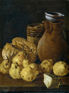Still life with apples, cheese, bread, and containers, third quarter of the 18th century. Creator: Luis Meléndez.