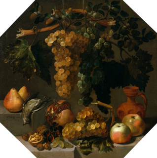 Octagonal Still Life with Bunches of Grapes, c1650. Creator: Juan Bautista de Espinosa.