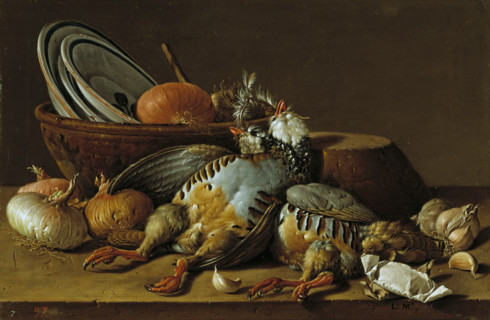 Still Life with Partridges, Onions, Garlic and Vessels, last third of the 18th century. Creator: Luis Meléndez.