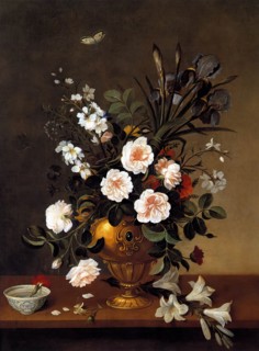 Flower Vase and Ceramic Bowl, 1663. Creator: Pedro de Camprobin.