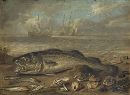 Fish and marine landscape, c1656. Creator: Jan van Kessel.