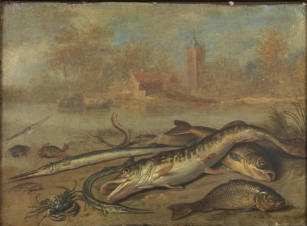 Fish and landscape, c1656. Creator: Jan van Kessel.