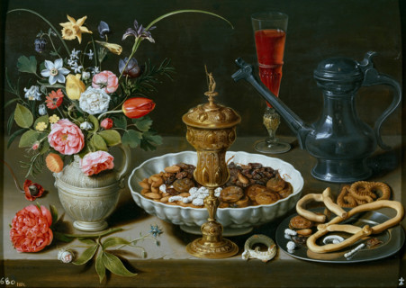 Still life with flowers, goblet and dainties, 1611. Creator: Clara Peeters.