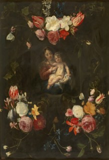 Virgin and Child in a Flower Garland, early-mid 17th century.  Creators: Daniel Seghers, Cornelis Schut I.