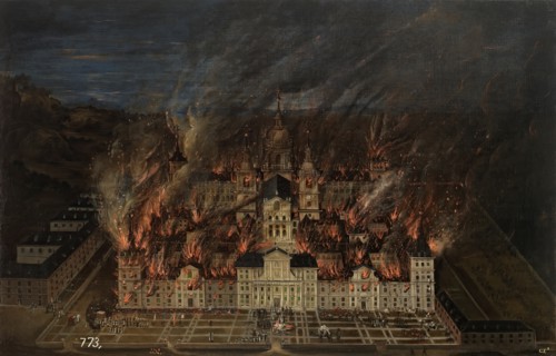 Fire at the Monastery of El Escorial in 1671, 17th century. Creator: Unknown.