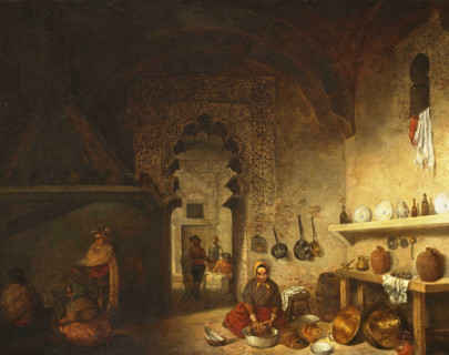 Interior of an inn kitchen in the village of Maqueda, 1876. Creator: Cecilio Pizarro.