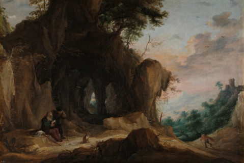 Landscape with a hermit, c1650. Creator: David Teniers II.