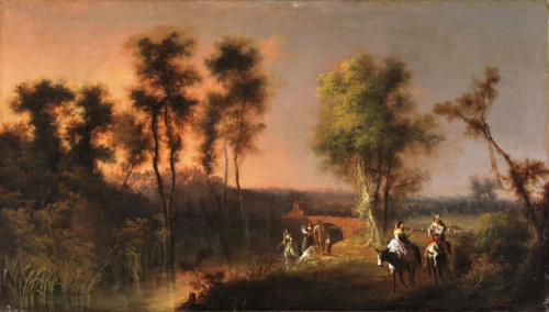 River landscape with figures, 1850. Creator: Manuel Barron y Carrillo.
