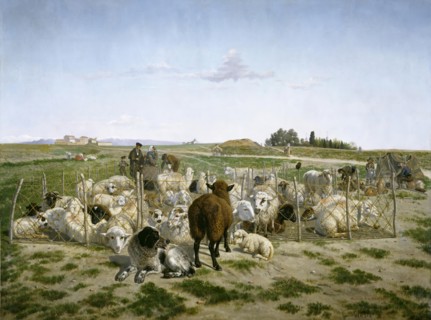 A sheep pen near the Puerta de Bilbao in Madrid, 1862. Creator: Mariano de la Roca y Delgado.