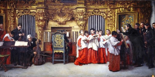 Organ rehearsal, 1880. Creator: Matias Moreno.