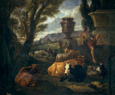 Roman landscape (the Campo Vacino of Rome), 1704. Creator: Pieter van Bloemen.