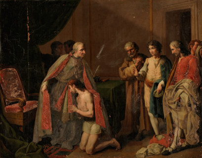 Saint Francis protected by Bishop Guido of Assisi, c1787. Creator: Zacarias Gonzalez Velazquez.