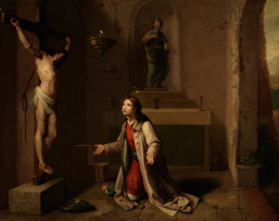 Saint Francis praying before the Christ of San Damiano, c1787. Creator: Zacarias Gonzalez Velazquez.