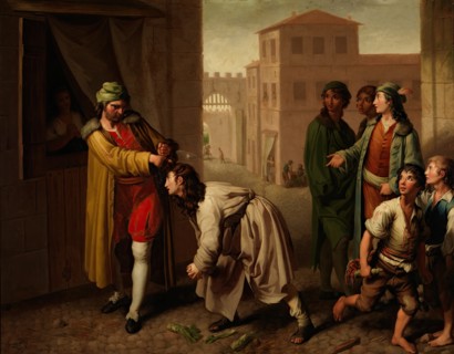 Saint Francis mistreated by his father, c1787. Creator: Zacarias Gonzalez Velazquez.