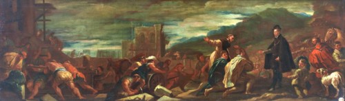 Philip II Inspecting the Construction of El Escorial with His Architects, c1692. Creator: Luca Giordano.